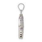 Men's Sterling Silver Rhodium-Plated Horse & Horseshoe CZ Pendant Elegant Finish