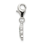 Sterling Silver 925 Polished Four Leaf Clover Charm with Green Enamel