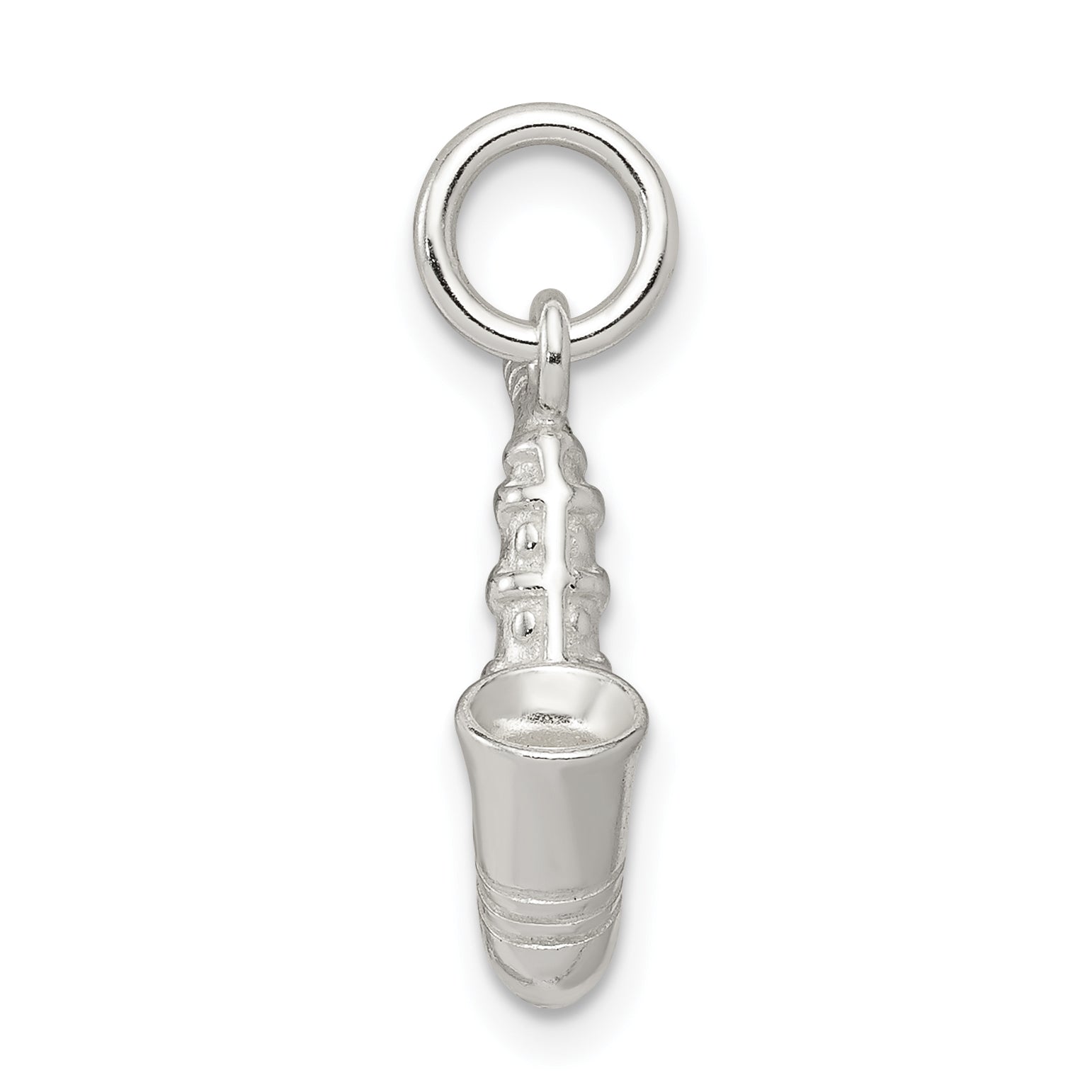 Sterling Silver 925 Saxophone Charm with Polished 3D Design Secondary image
