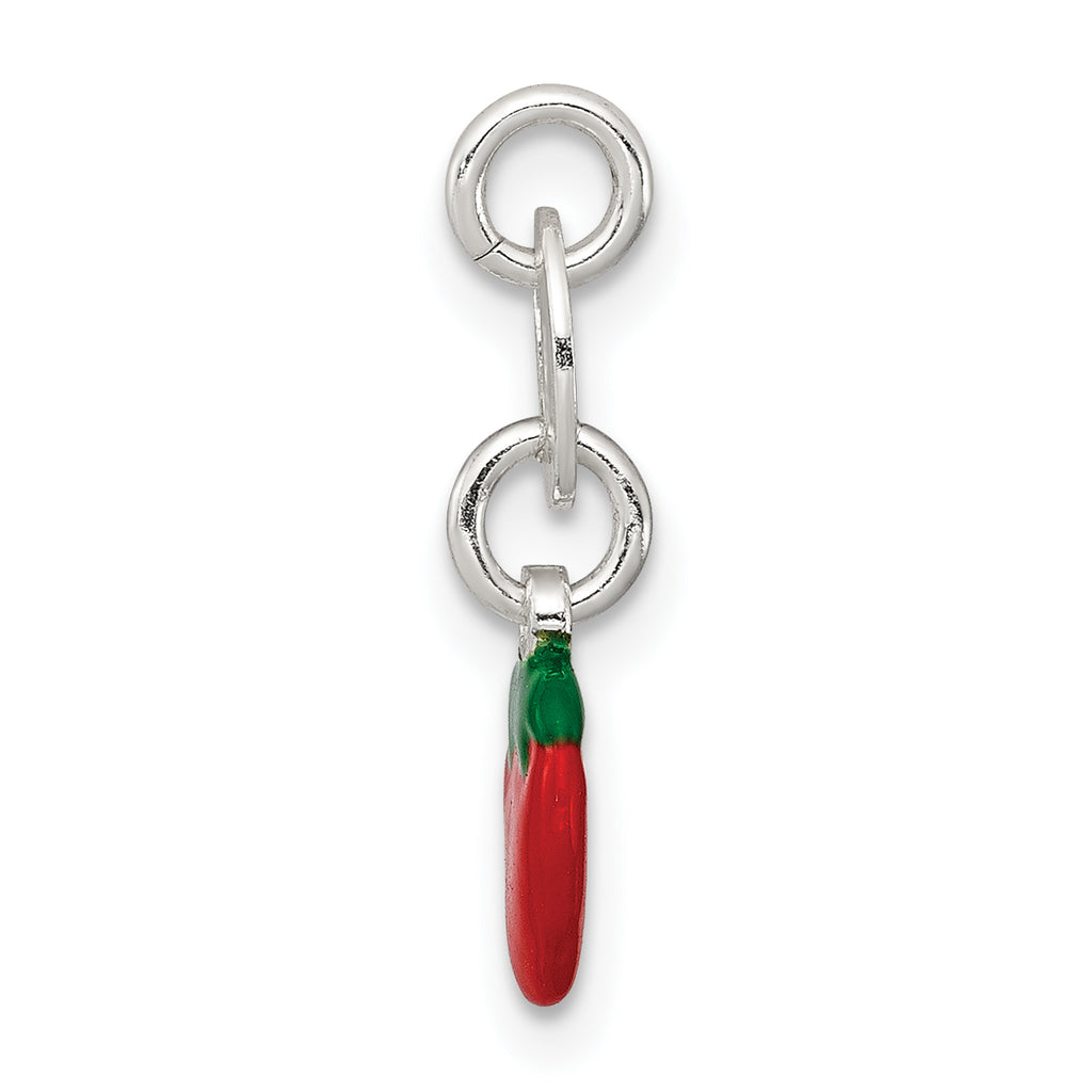 Sterling Silver 925 Enameled Strawberry Charm with Polished Anti-Tarnish Finish