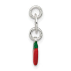 Sterling Silver 925 Enameled Strawberry Charm with Polished Anti-Tarnish Finish