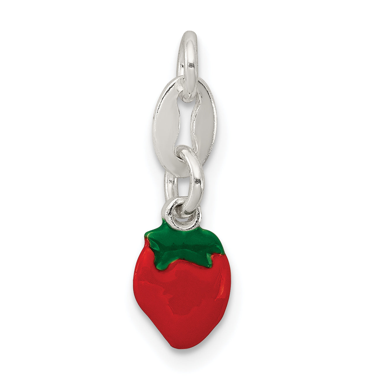 Sterling Silver Enameled Strawberry Charm Main image
