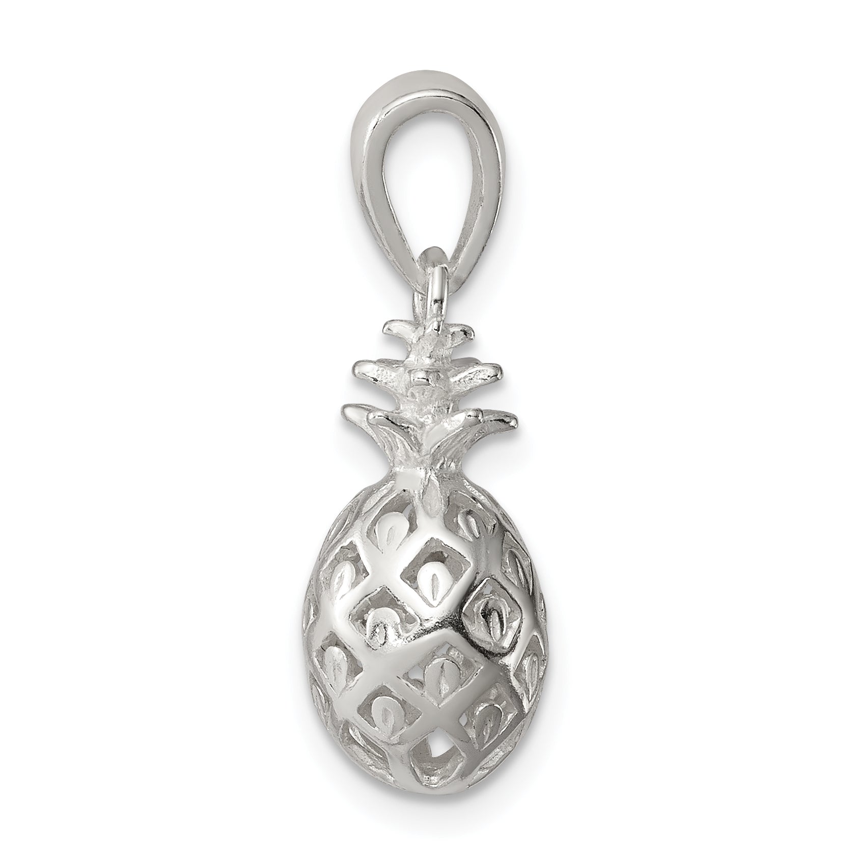 Sterling Silver 3D Pineapple Pendant with Polished Anti-Tarnish Finish Secondary image
