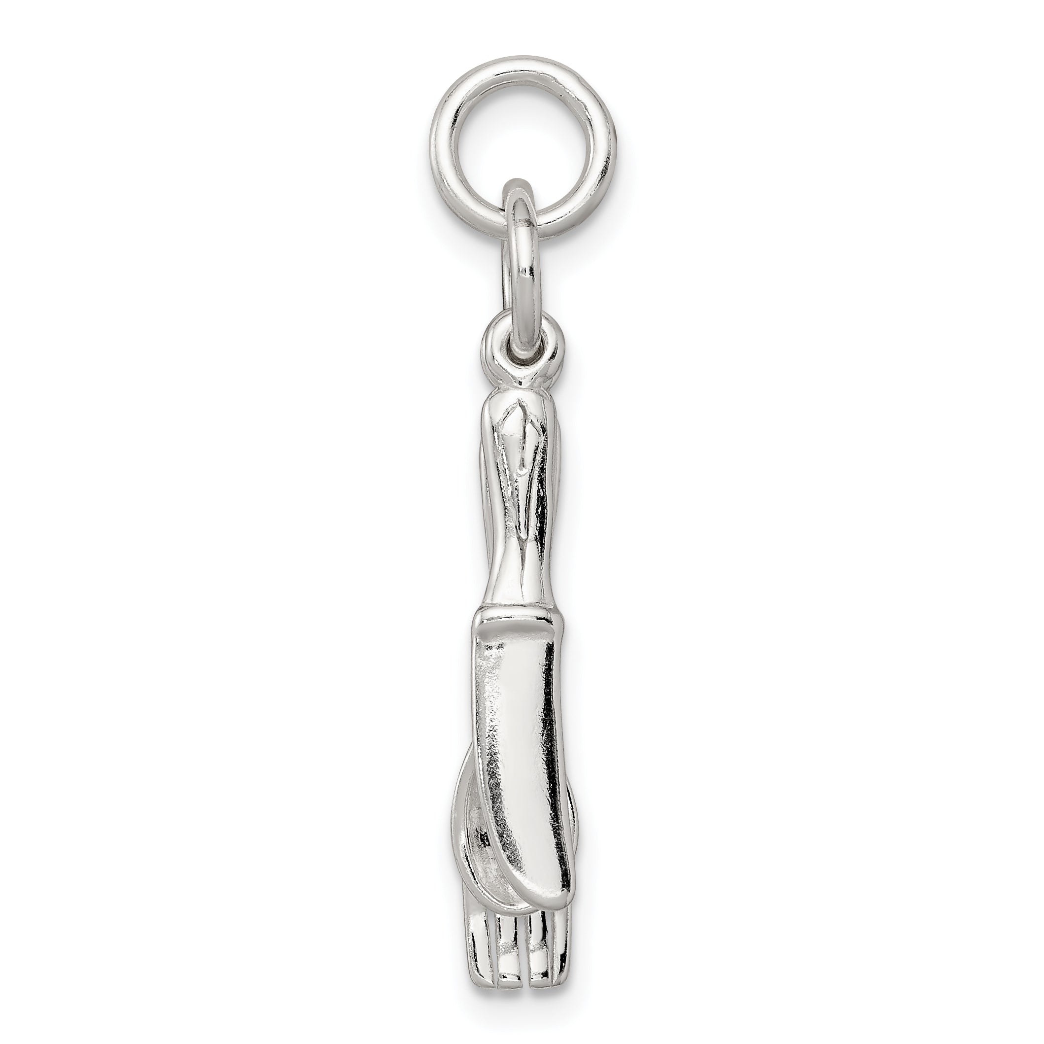 Sophia Jewelers 925 Sterling Silver 3D Fork, Knife, Spoon Charm Pendant