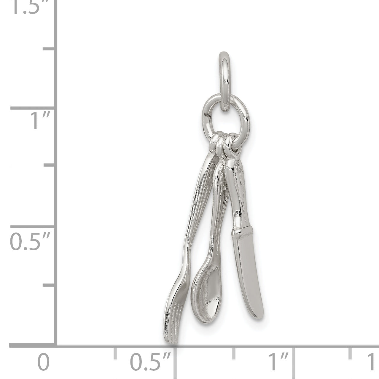 Sophia Jewelers 925 Sterling Silver 3D Fork, Knife, Spoon Charm Pendant