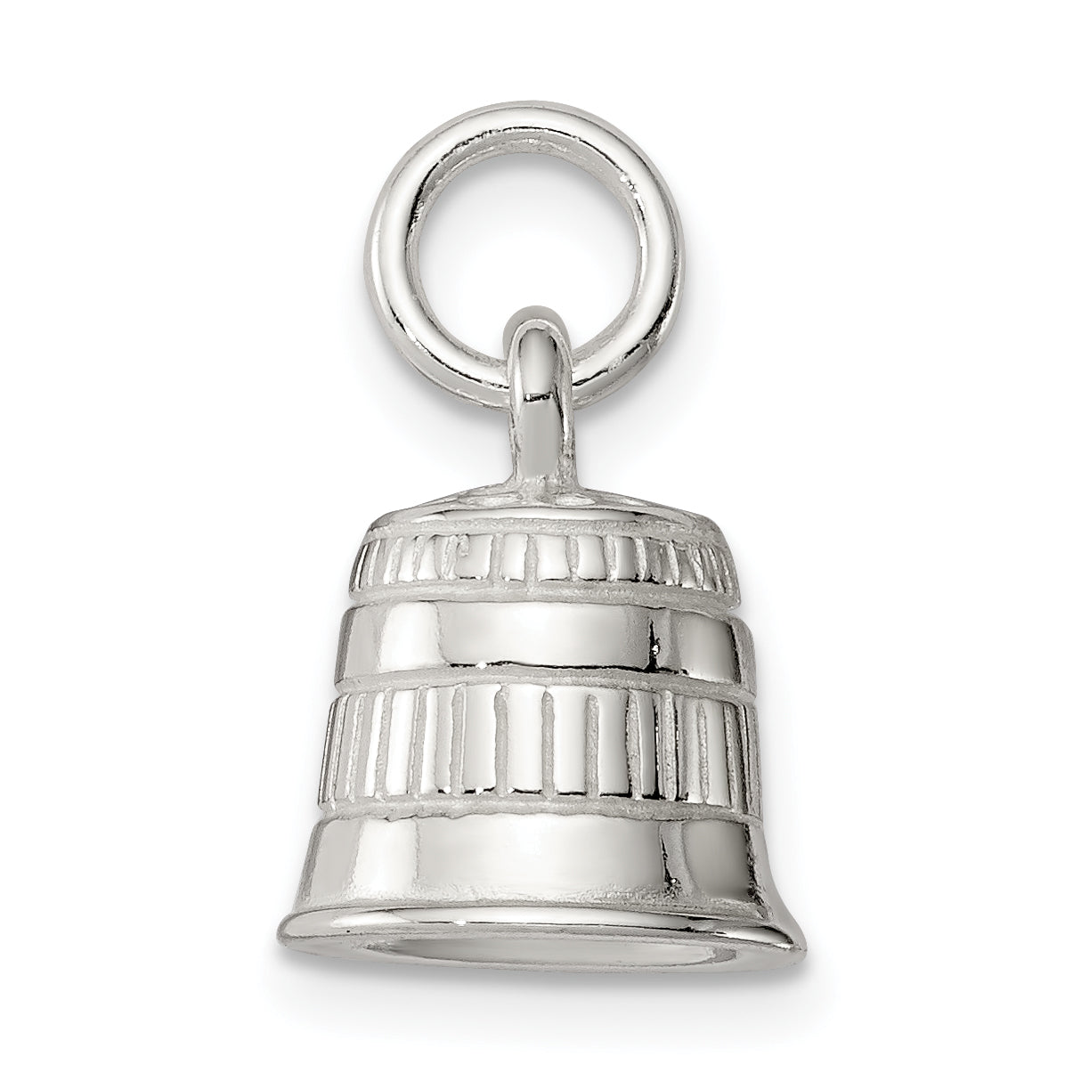 Sterling Silver 925 Thimble Charm with Polished 3D Design Secondary image