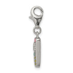 Sterling Silver Rhodium-Plated CZ Cell Phone Charm with 3D Enameled Design