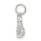 Sterling Silver 925 Polished Interlocking Hearts CZ Charm Elegant Design