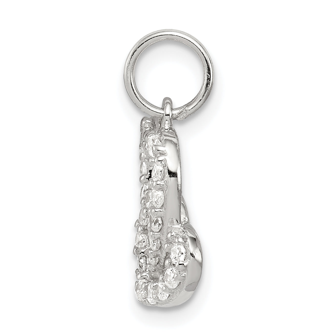 Sterling Silver 925 Polished Interlocking Hearts CZ Charm Elegant Design