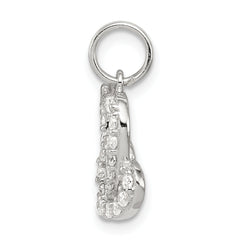 Sterling Silver 925 Polished Interlocking Hearts CZ Charm Elegant Design