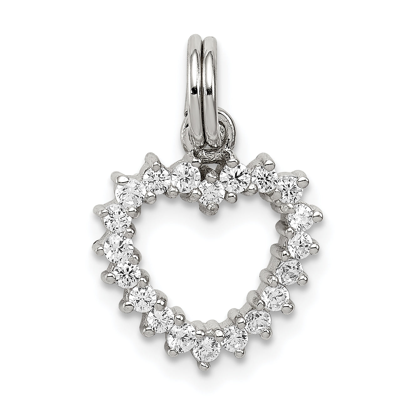 Sterling Silver Rhodium-plated CZ Heart Charm Main image