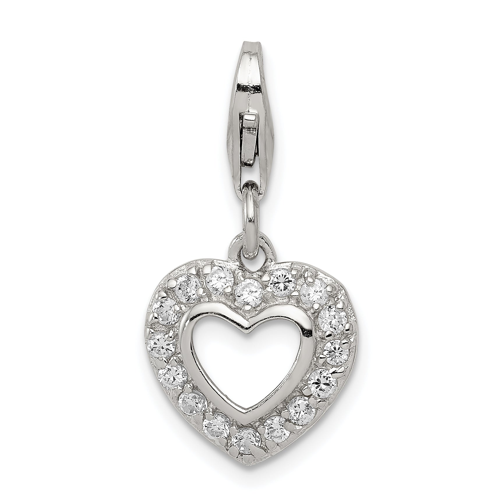 Sterling Silver CZ Heart Charm