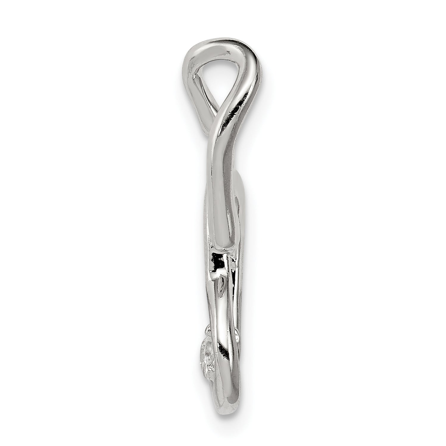 Sterling Silver 925 Heart Pendant with Clear Cubic Zirconia, Polished Rhodium Finish