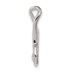 Sterling Silver 925 Heart Pendant with Clear Cubic Zirconia, Polished Rhodium Finish