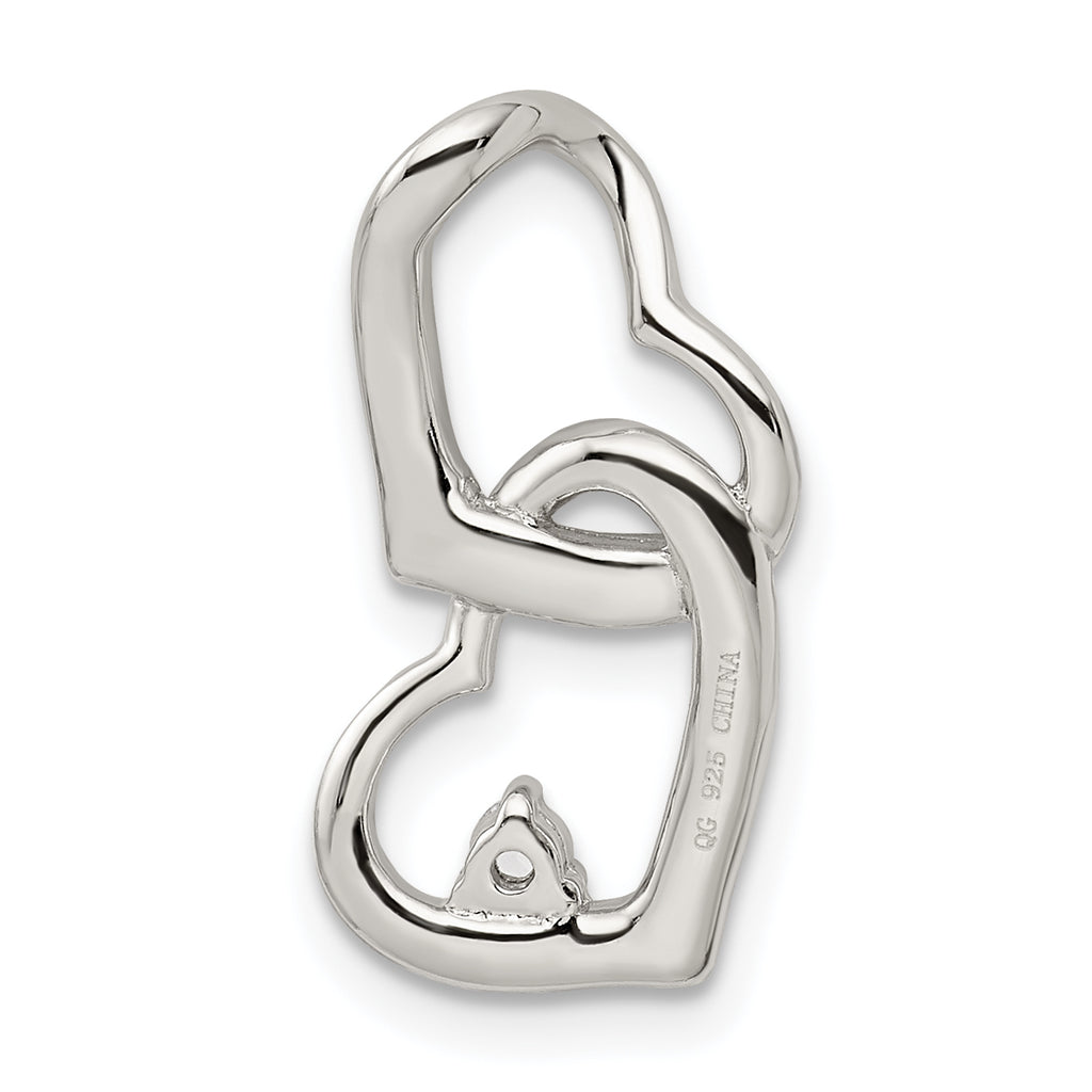 Sterling Silver 925 Heart Pendant with Clear Cubic Zirconia, Polished Rhodium Finish