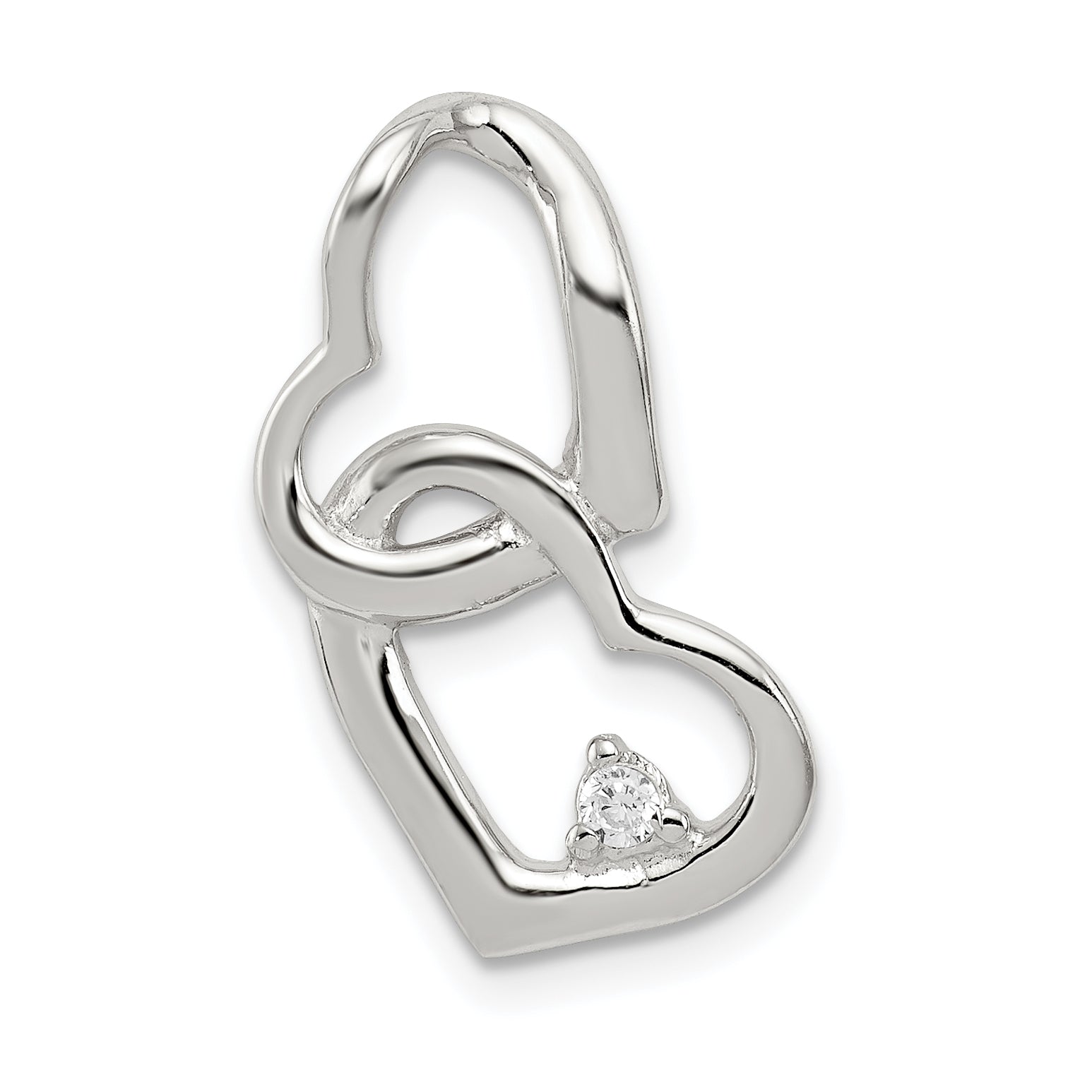 Sterling Silver Rhodium-plated CZ Hearts Pendant Main image