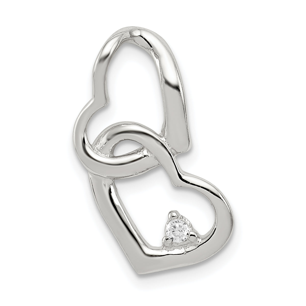 Sterling Silver Rhodium-plated CZ Hearts Pendant