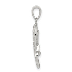 Sophia Jewelers Sterling Silver CZ Double Heart Pendant with Polished Rhodium
