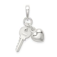 Sterling Silver Heart with Key Charm