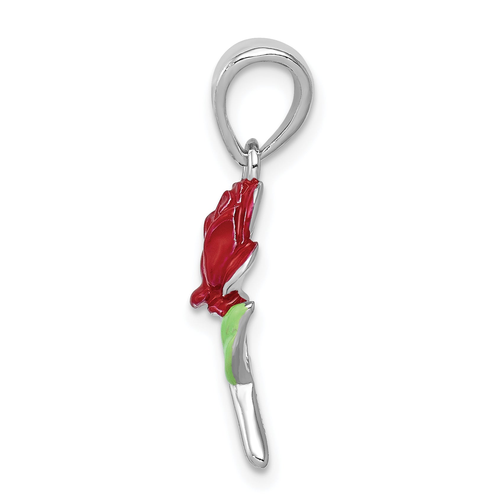 Sophia Jewelers Sterling Silver Enamel Flower Charm Rhodium-Plated Elegance