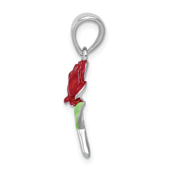 Sophia Jewelers Sterling Silver Enamel Flower Charm Rhodium-Plated Elegance