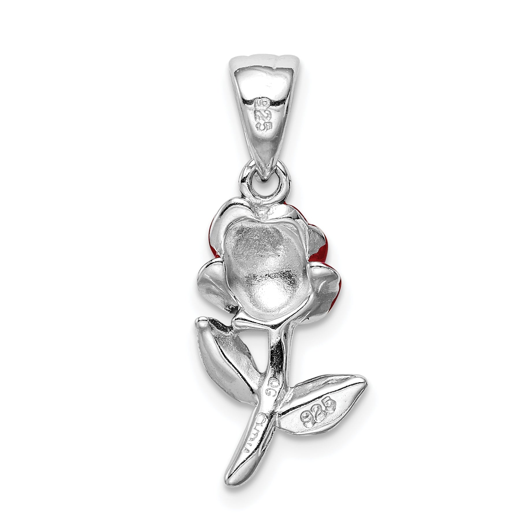 Sophia Jewelers Sterling Silver Enamel Flower Charm Rhodium-Plated Elegance
