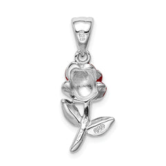 Sophia Jewelers Sterling Silver Enamel Flower Charm Rhodium-Plated Elegance