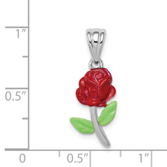 Sophia Jewelers Sterling Silver Enamel Flower Charm Rhodium-Plated Elegance