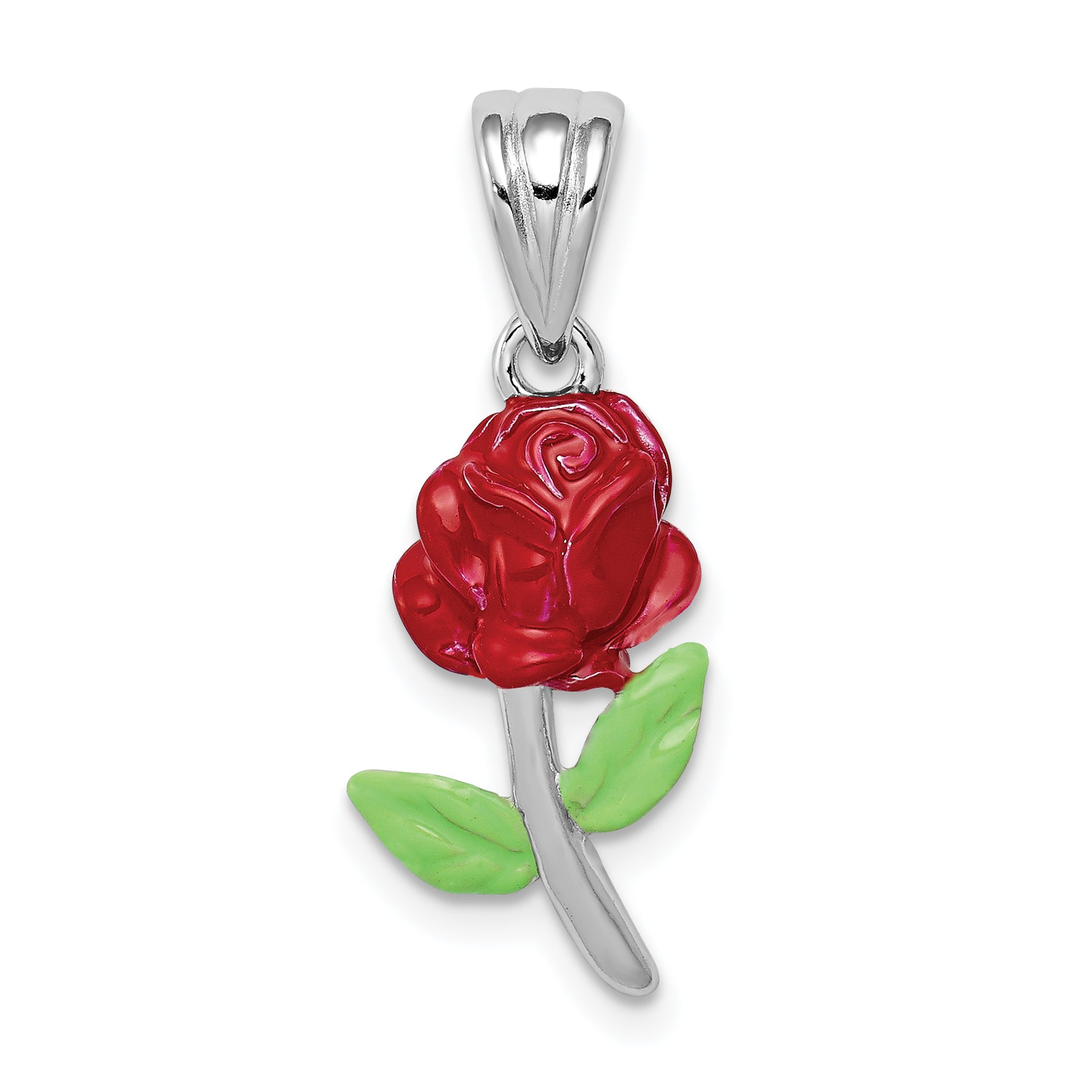 Sterling Silver Rhodium-platedEnamel Flower Charm Main image