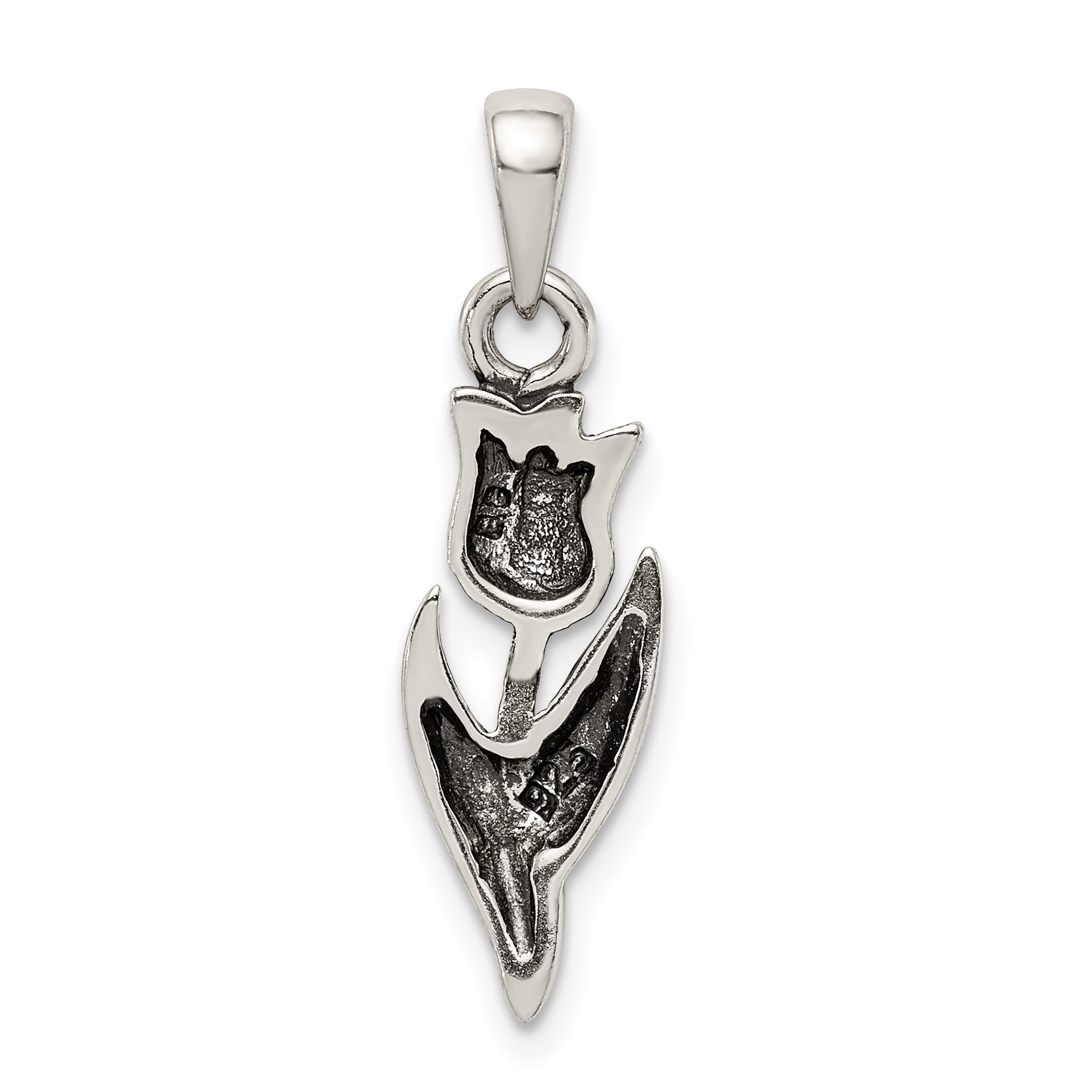 Sophia Jewelers Sterling Silver 925 Tulip Pendant with Antique Finish