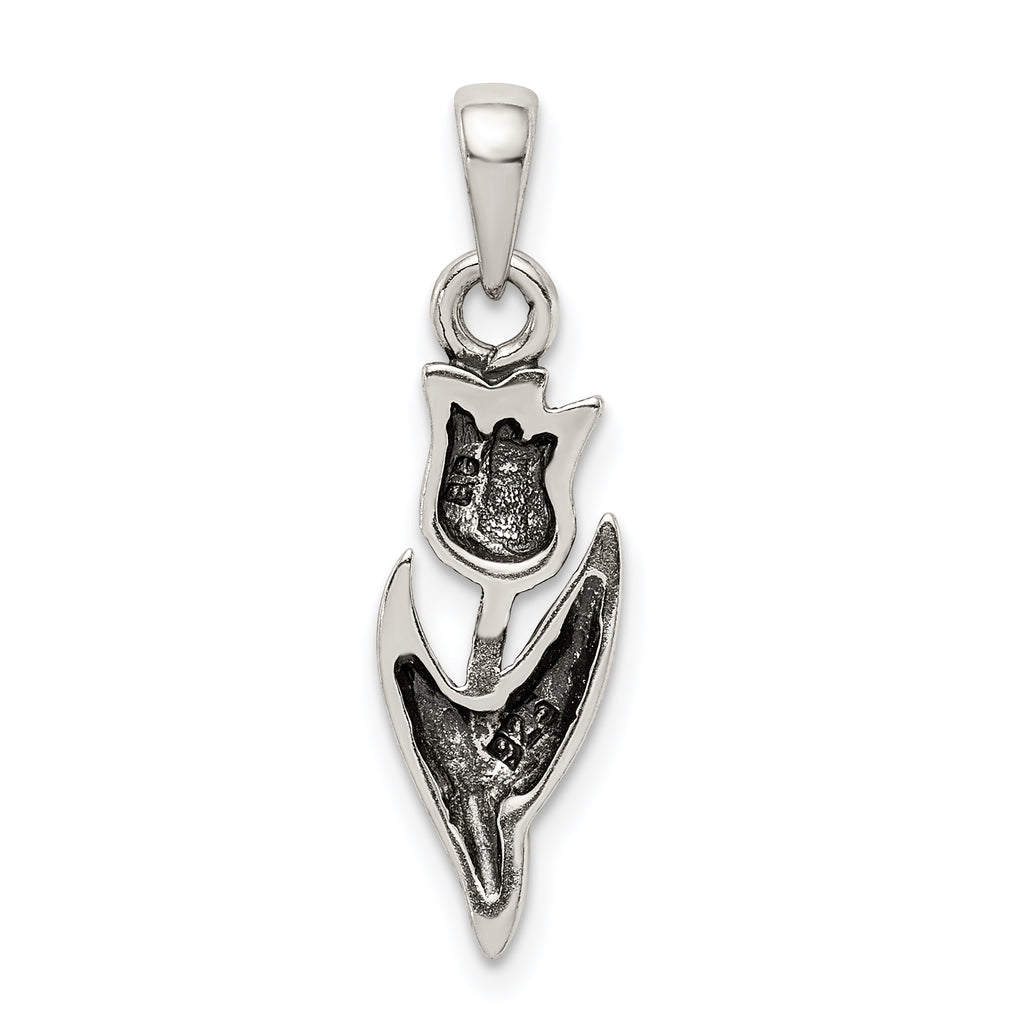 Sophia Jewelers Sterling Silver 925 Tulip Pendant with Antique Finish