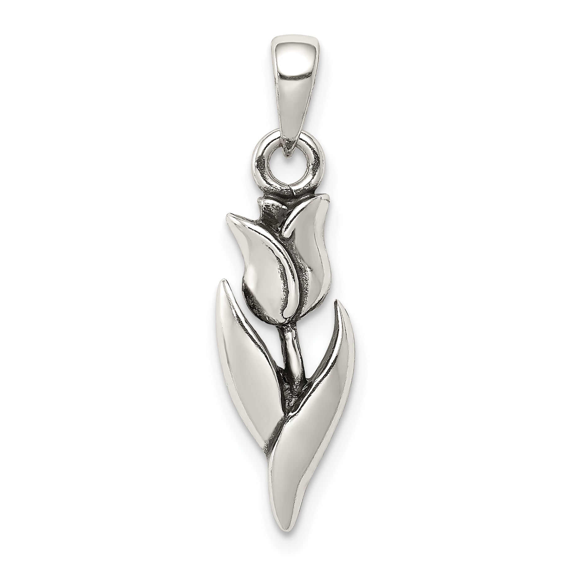 Sterling Silver Antiqued Tulip Pendant Main image