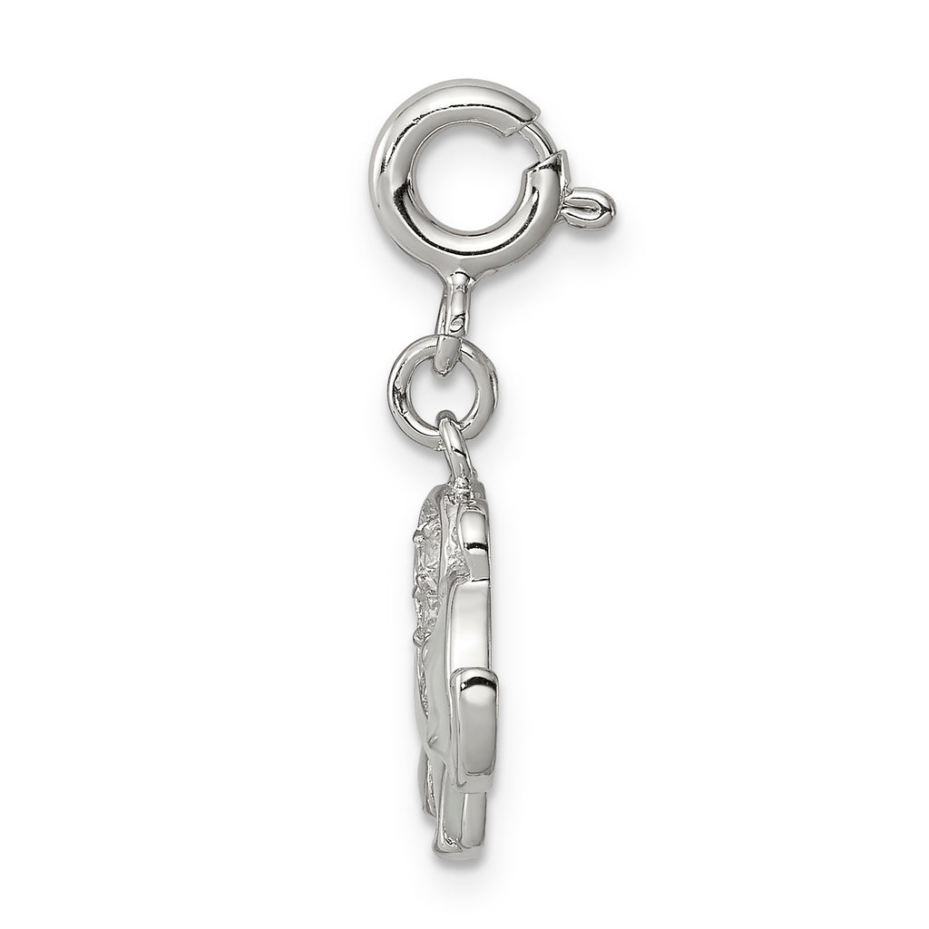 Sterling Silver 925 Elephant Charm with CZ and Blue Enamel