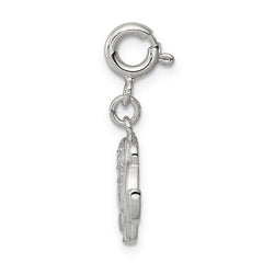 Sterling Silver 925 Elephant Charm with CZ and Blue Enamel