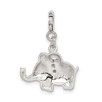 Sterling Silver 925 Elephant Charm with CZ and Blue Enamel