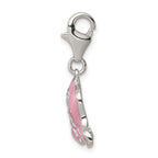 Sterling Silver Pink Enameled CZ Elephant Charm for Kids