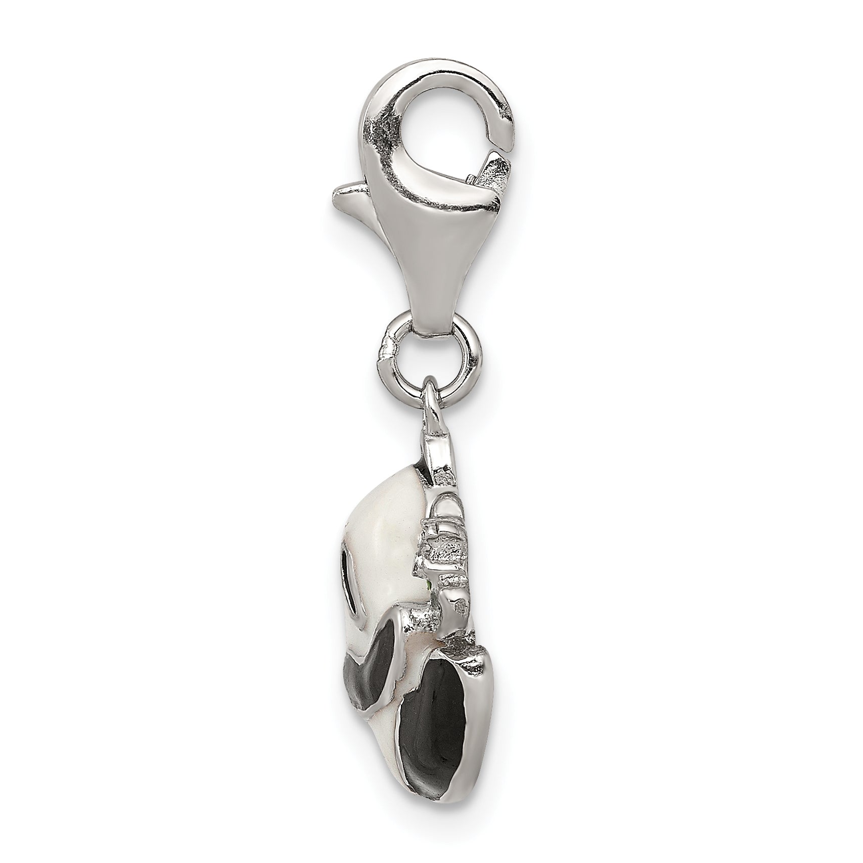 Sophia Jewelers Sterling Silver Panda Charm with CZ Accents Polished Enamel Finish