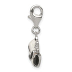 Sophia Jewelers Sterling Silver Panda Charm with CZ Accents Polished Enamel Finish