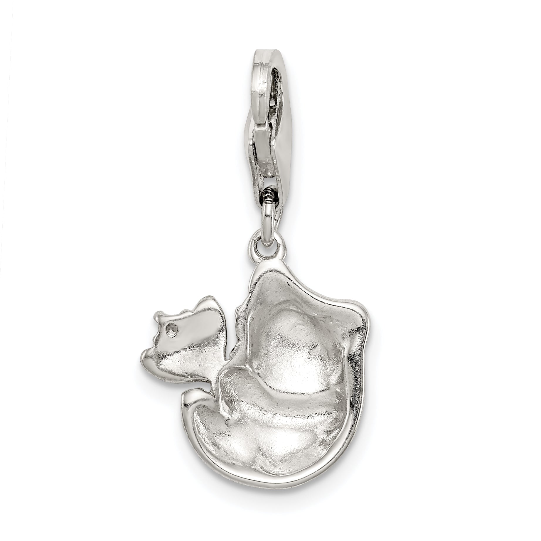 Sophia Jewelers Sterling Silver Panda Charm with CZ Accents Polished Enamel Finish