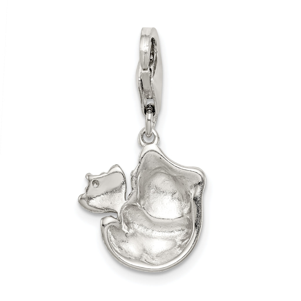 Sophia Jewelers Sterling Silver Panda Charm with CZ Accents Polished Enamel Finish
