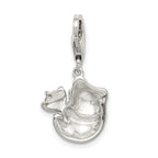 Sophia Jewelers Sterling Silver Panda Charm with CZ Accents Polished Enamel Finish