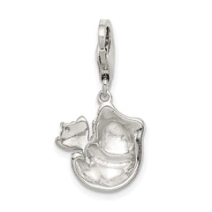 Sophia Jewelers Sterling Silver Panda Charm with CZ Accents Polished Enamel Finish