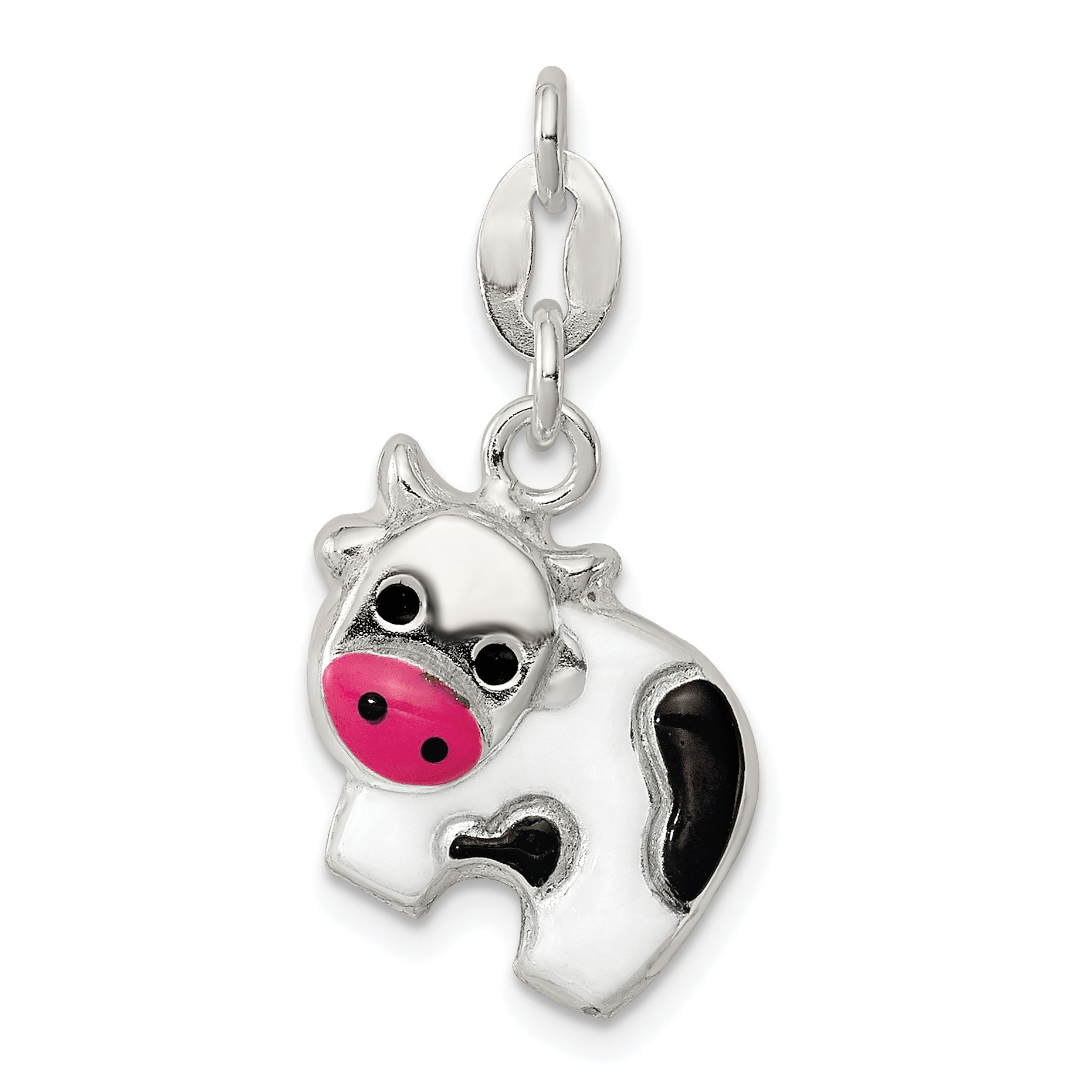 Sterling Silver Enameled Cow Charm Main image
