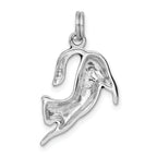 Sterling Silver 925 Cat Charm with Black Enamel Rhodium-Plated Finish