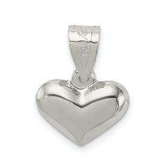 Sterling Silver 925 Polished Heart Charm Pendent—Elegant, Hollow Design