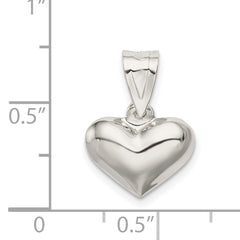 Sterling Silver 925 Polished Heart Charm Pendent—Elegant, Hollow Design