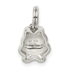 Sterling Silver 925 Green Enamel Frog Charm Rhodium-Plated Polished