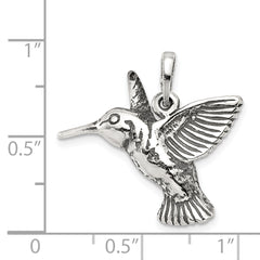 Sterling Silver Antique Finish Hummingbird Pendant