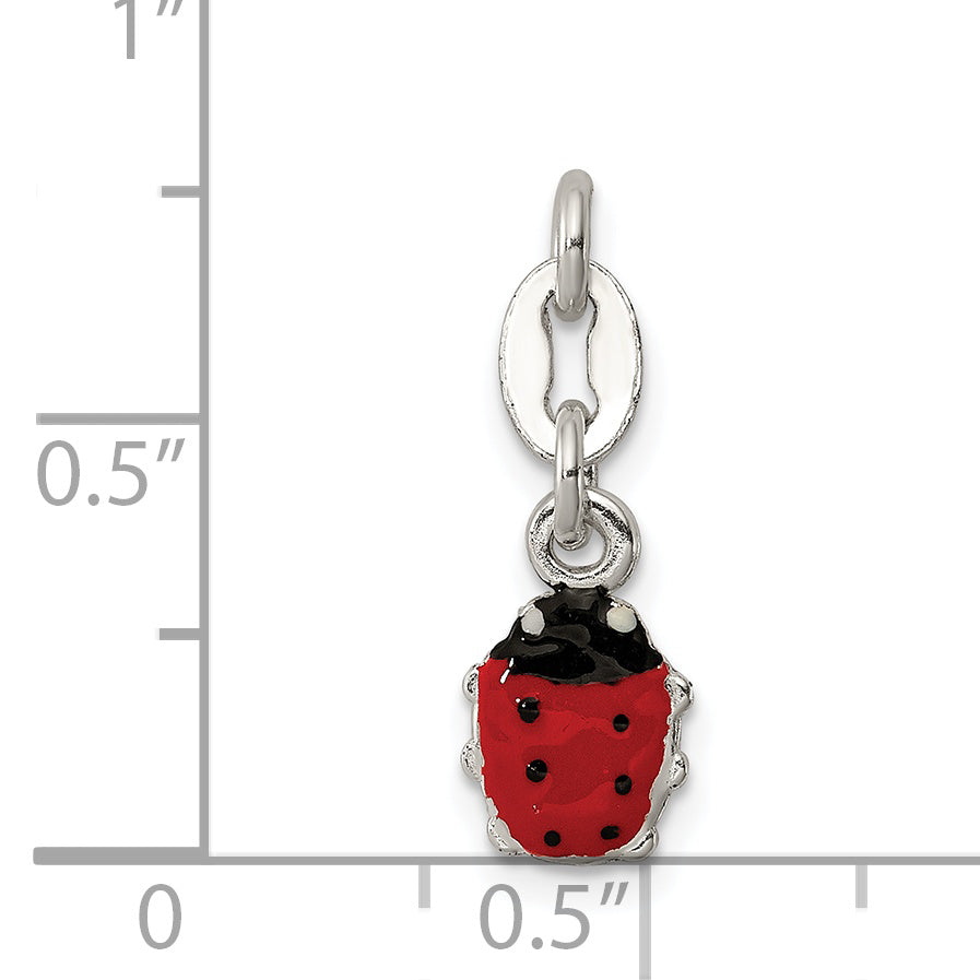 925 Sterling Silver Enamel Ladybug Charm for Kids Polished Finish