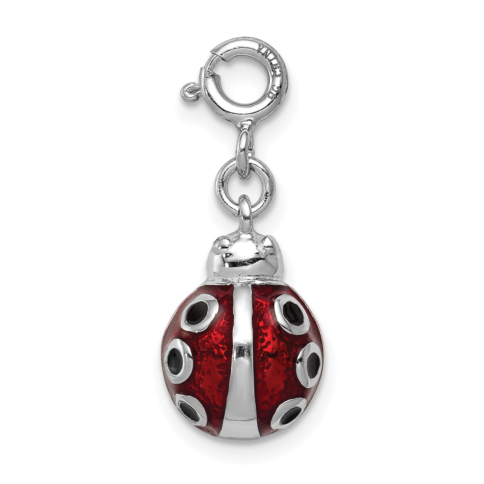 Sterling Silver Rhodium-plated Red and Black Enameled Lady bug Charm Main image